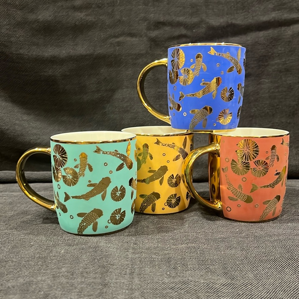 Koi in Lily Pond Coffee Mugs set of 4